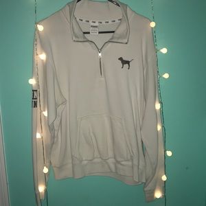 pink half zip sweatshirt